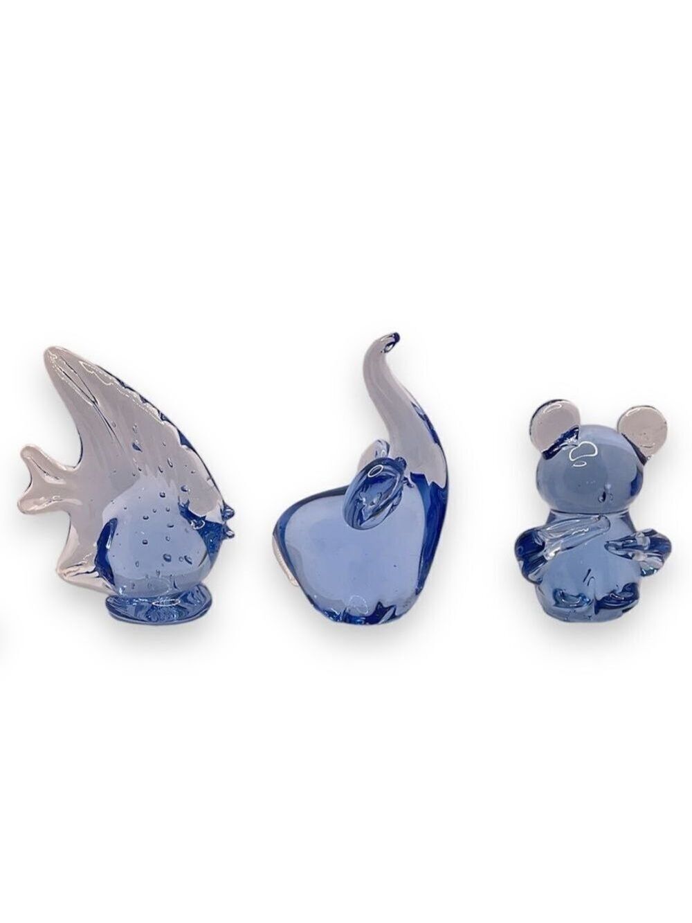 U.S. Commemorative Fine Art Gallery Hand Blown Glass Animal Paperweights Set Six